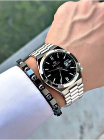 Resim Bentini Takvimli Erkek Kol Saati – Çelik Kordon, 3 ATM Su Geçirmez, 2 Yıl Garantili, Hediye Bileklik 