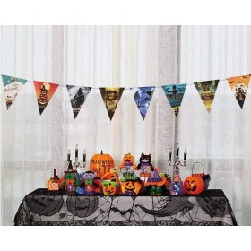 Resim Cadılar Bayramı Halloween Flama Bayrak Banner Süs 8 Li 3 Metre 