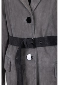 Resim Valmenti Kadın Gri Hakiki Deri Deri Mont 616 Z-4104 Bn Derı Ceket Y25 Grey Suet Gri 