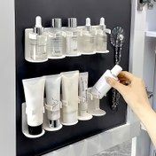 Resim Kolay Kurulum, Matkap Gerektirmeyen Banyo Depolama Rafı - Kozmetik ve Temel İhtiyaçlar için Çok Fonksiyonlu Duvara Monte Düzenleyici 