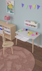 Resim Tubi Çocuk Çalışma Oyun ve Etkinlik Masası Bölmeli Sepetli 