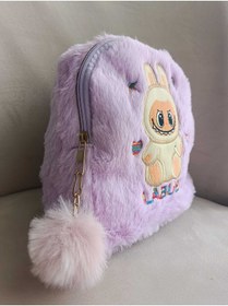 Resim elaa aksesuar Labubu Desenli Peluş Sırt Askılı Çocuk Çantası 