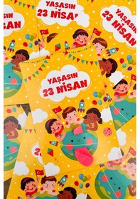 Resim 20 Adet 23 Nisan Şeker Ve Balon Konulabilen Tebrik Kartı 10 Lu Set Sınıf Dağıtımlık Hediyelik Kart 