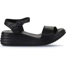 Resim Bueno Shoes Siyah Deri Kadın Dolgu Topuklu Sandalet 01WY5700 01WY5700 
