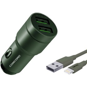 Resim Concord C-773 Lightning Kablo ve Metal Başlık Araç Şarj Seti 2.4A + 3.5A 23W 