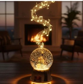 Resim Pilli Işıklı Müzikli Kar Küresi Kış Masalı Bankta Sevgili Figürlü Eğlenceli Masaüstü Biblo, Led Aydı 