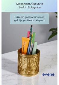 Resim Kalemlik Masa Kalemliği Organizer Kalemlik Altın Renk Model 76 Çok Renkli 