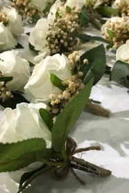 Resim Limelia Damat Çiçeği - Sağdıç Çiçeği - Yaka Çiçeği Kadife Beyaz Gül 10 Adet 