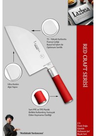 Resim Lazbisa MFT-005 Red Craft Serisi Mutfak Şef Bıçak Seti Et Ekmek Sebze Bıçağı Günlük Kullanım Kırmızı 