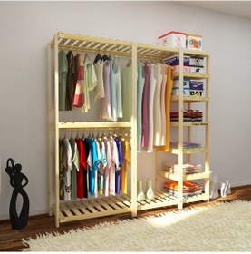 Resim İdea - Açık Ahşap Elbise Dolabı 