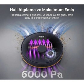 Resim Philips Lds Haritalama Teknolojili Akıllı Wi-Fi Bağlantılı 6000 Pa Emiş Güçlü Kuru Islak Temizlik Yapan Moplu Ev Tipi Akıllı Robot Süpürge 