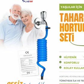 Resim Plasyay Spiral Wc Taharet Hortumu Duvar Sabitlemeli Kelepçeli Yeni Ürün 1.5 Metre 
