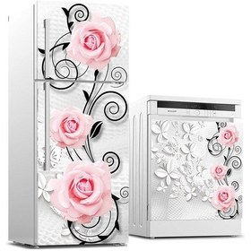 Resim Ve Bulaşık Makinası Beyaz Eşya Sticker Kaplama Pembe Güller 