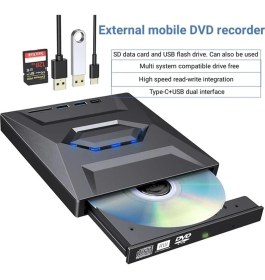 Resim Storemax 5in1 Harici USB 3.0 ve Type-C Dvd-Rom Dvd-Rw Optik Sürücü, USB ve Type C Kablolu, Pc, Tablet, DVD Player, Çizgili Metal Tasarım Ultra Slim CD Rom Okuyucu CV250 