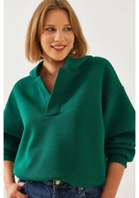 Resim Shade Kadın Kapişonlu V Yaka Sweatshirt 60351253 - Yeşil 