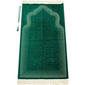 Resim Mihrap Desenli Düz Şönil Seccade Yeşil 