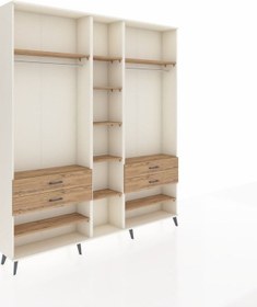 Resim Arges Dolap 11 Raflı 4 Çekmeceli 2 Askılı 220x30x243 Aytaşı-çam/çam Atlas Çam/atlas Çam 