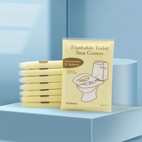 Resim 80 adet/10 adet Tuvalet Kapağı Kağıdı, Yetişkin Tuvalet Eğitimi için Yıkanabilir Kağıt Tuvalet Kapağı, %100, Kamu Tuvalet Seyahat Aksesuarları, Uçak, Kamp 