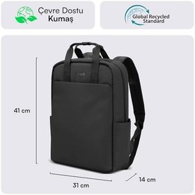 Resim Mack MCE-1521 Nova Eco Çevre Dostu Laptop Sırt Çantası 15.6 inç,YKK Fermuarlı Bilgisayar Sırt Çantası, Kadın ve Erkek Günlük Çanta, Okul ve İş Çantası, Siyah 