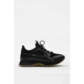 Resim Nilufarr Sidney Siyah Hakiki Deri Yılan Desenli Kadın Sneaker 