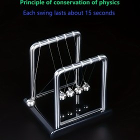 Resim Newton'un Bahar Mermi Denge Metal Topu - Bir Pendulum ve Bahar Mekanizması ile Eski Fizik Bilim Oyuncak, Gençler ve Yetişkinler için Eğitici Masa Dekorasyonu için İdeal, Deney Gösterimleri için Mükemmel (Siyah) 