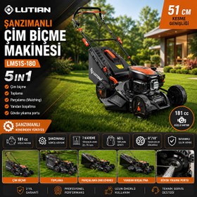 Resim Lutian LM51S-180 51 CM 5in1 Şanzımanlı Benzinli Çim Biçme Makinesi 
