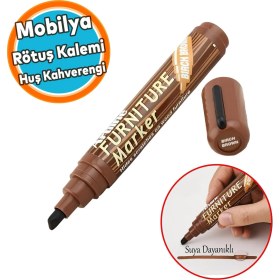 Resim Nzb Mobilya Rötuş Kalem Ahşap Masa Sehpa Dolap Parke Çizik Giderir Çatlak Kapatıcı Huş Kahverengi Renk 