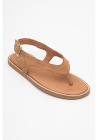 Resim Luvishoes Luvi Shoes Belinda Toprak Süet Hakiki Deri Kadın Parmak Arası Sandalet Toprak 