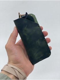 Resim MAT Deri Rayban Gözlük Kabı Efektli Hakiki Deri El Yapımı Slim Okuma Gözlük Kılıfı 