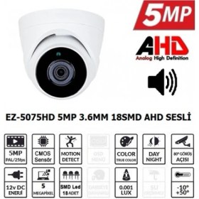 Resim Ezcool EZ-5075HD 5MP 3.6MM Smd Ahd Sesli Dome Kamera 