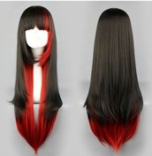 Resim Lebıhmurah Wg739 73 Cm Wo Moda Uzun Düz Siyah Kırmızı Karışım Kostüm Cosplay Saç Peruk 