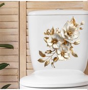 Resim Güzel Lotus Tuvalet Sticker Banyo Tuvalet Kapağı Dekoratif Sticker Su Geçirmez Kendinden Yapışkanlı 