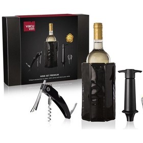 Resim Vacu Vin Premium Şarap Seti 4 Parça Hediye Kutulu - Siyah 