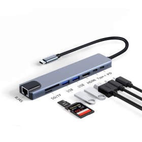 Resim Daytona CF04 Macbook Uyumlu Type-C™ To 4K HDMI Tv Projeksiyon Ultra Hd 1080P 2* Type-C 2* USB Ethernet Lan 8ın1 Çevirici Hub Adaptör 
