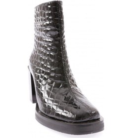 Resim Dgn 1555 Yuvarlak Burun Topuklu Kadin Bot 1555-2174-R11294 Siyah Baskılı 