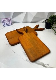Resim Ahşap Geyik 2li Sunum Kesme Tahtasi Ahşap 