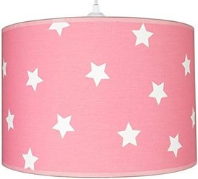 Resim Silindir Kumaş Sarkıt Avize-Pembe Beyaz Yıldız 