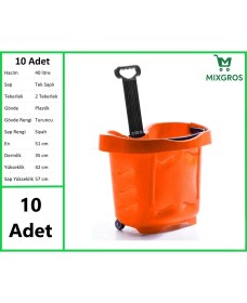 Resim Tekerlekli Plastik Market Alışveriş El Sepeti 40 Litre Turuncu 10 Adet 