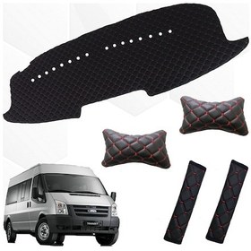 Resim Transit Göğüs Halı + Kemer Konfor+2 Adet Boyunluk Siyah-Kırmızı 