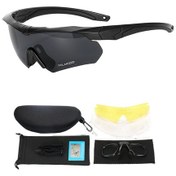 Resim Youtek Siyah Kareli Uv400 Koruyucu Çift Taraflı Polarize Atış Gözlüğü - Yeşil, Sarı Ve Şeffaf Değiştirilebilir Lensler İle Bisiklet, İçin Dayanıklı Pc Malzeme Siyah 