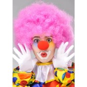 Resim Kuzgun Ticaret Pembe Renk Kıvırcık Afro Bonus Peruk Takma Saç ve Kırmızı Burun Seti 
