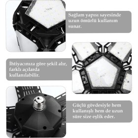 Resim Ledx Ayarlanabilir Açılı 4 Kanatlı 108 Smd Ledli Galaxy Projektör Işığı 50W 5500 Lumen E27 32cm Çap 