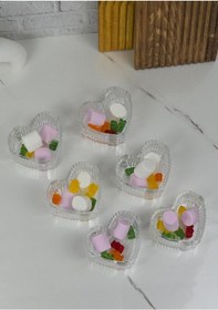 Resim Suriyana Cam Magnolya Kasesi - Kalp Şekilli 6lı Cam Kase Seti - 130 Ml 