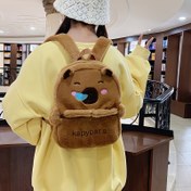 Resim En son Kapibala peluş kapibara şeklinde sırt çantası, dev kapasiteli, sevimli ve çok yönlü büyük kapasiteli çanta 