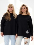 Resim Datoelegance Oversize Büyük Beden Sıcak Sweatshirt 325839295 Siyah 