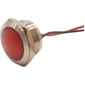 Resim Motorobit 19L-P1 19Mm 12-24V Kablolu Metal Sinyal Lambası - Kırmızı 