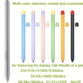 Resim 1'li Paket Renkli Kalem Kutusu, 2 Stylus Ucu ile Silikon Kalem Kılıfı için Uygun, Tab S10/S10+/S10FE/S10Ultra ve S9/S9+/S9FE/S9Ultra & S8/S8+/S8Ultra/S7/S7+/S7FE/S6LITE Stylus Kılıfları ile Uyumlu, Çift Renkli Bölünmüş Tasarım Yuvarlak Lif. Anti-Roll Rahat Tutuş 