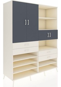 Resim Kronos Gardrop 11 Raflı 4 Çekmeceli 4 Kapaklı 176x59x221 Aytaşı-antrasit/aytaşı Antrasit/aytaşı 