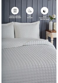 Resim Evlen Home Joy Pamuklu Yatak Örtüsü Seti Çift Kişilik 3 Parça Elyaf Dolgulu Yumuşak Günlük Yıkanabilir Beyaz 