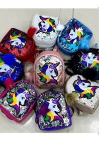 Resim Daj Company Işıklı Pullu Unicorn Figürlü Renkli Kız Çocuk Sırt Çantası Siyah 